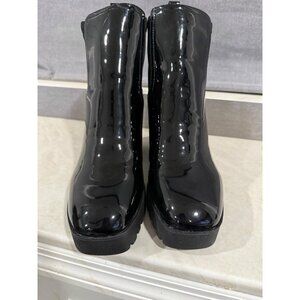 ALDO Glossy Black Chunky Heel Ankle Boots For Women Size 10 US / 41 EU